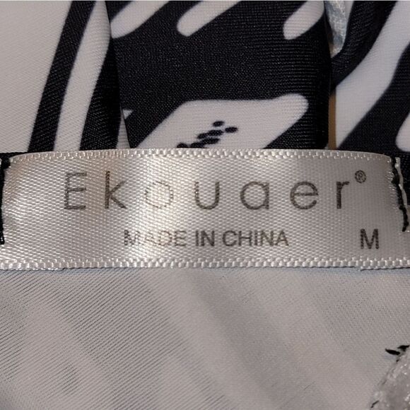 Ekouaer Cage Front Black/White Tribal Print One-piece Swimsuit - Picture 11 of 16